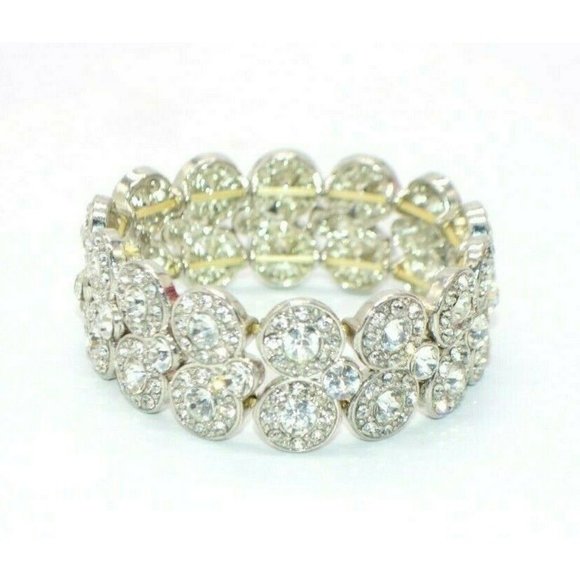 Unbranded Jewelry - Silver Tone Clear Acrylic Rhinestone Bling Elastic